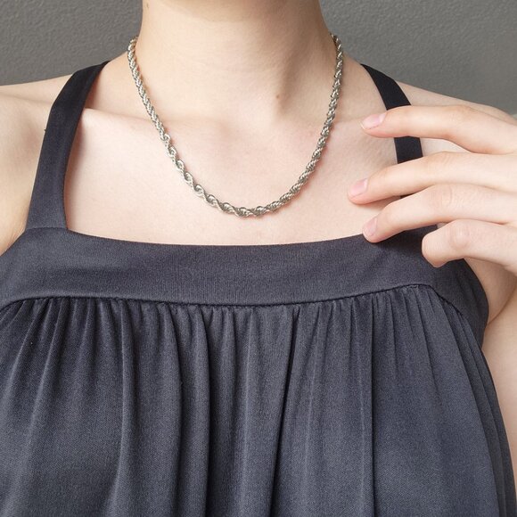 Vintage 18 inch silver rope chain necklace ✦ nice quality & non-tarnishing - Picture 1 of 10